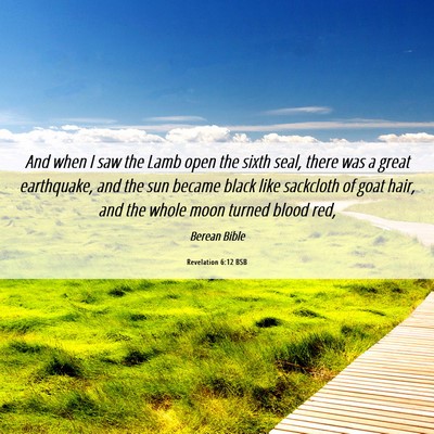 Picture 06 - Revelation 6:12 BSB - And when I saw the Lamb open the sixth seal, - Bible Verse Picture