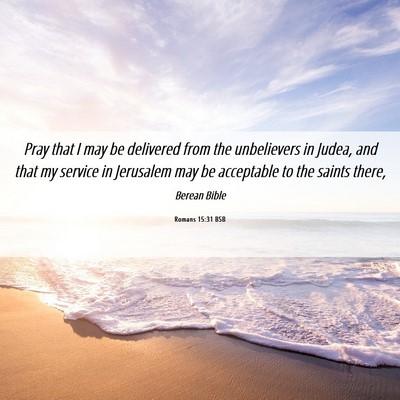 Picture 06 - Romans 15:31 BSB - Pray that I may be delivered from the unbelievers - Bible Verse Picture