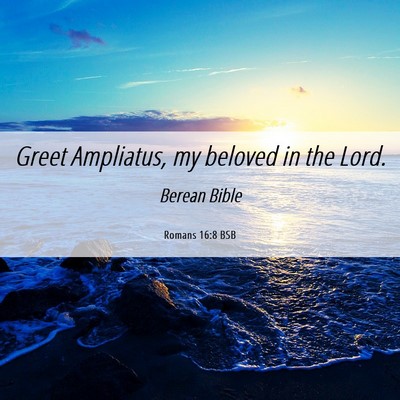 Picture 06 - Romans 16:8 BSB - Greet Ampliatus, my beloved in the - Bible Verse Picture