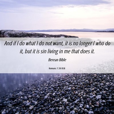 Picture 06 - Romans 7:20 BSB - And if I do what I do not want, it is no longer I - Bible Verse Picture