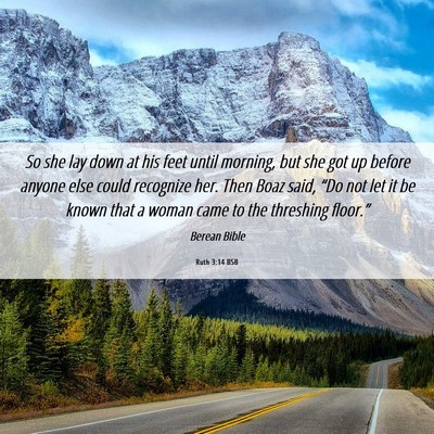 Picture 06 - Ruth 3:14 BSB - So she lay down at his feet until morning, but - Bible Verse Picture