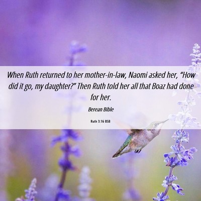 Picture 06 - Ruth 3:16 BSB - When Ruth returned to her mother-in-law, Naomi - Bible Verse Picture