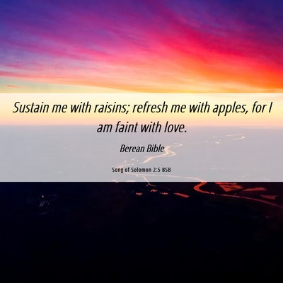 Picture 06 - Song of Solomon 2:5 BSB - Sustain me with raisins; refresh me with apples, - Bible Verse Picture