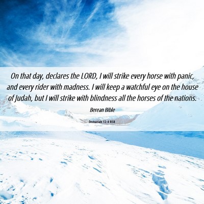 Picture 06 - Zechariah 12:4 BSB - On that day, declares the LORD, I will strike - Bible Verse Picture