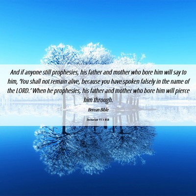 Picture 06 - Zechariah 13:3 BSB - And if anyone still prophesies, his father and - Bible Verse Picture