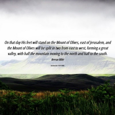Picture 06 - Zechariah 14:4 BSB - On that day His feet will stand on the Mount of - Bible Verse Picture
