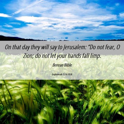 Picture 06 - Zephaniah 3:16 BSB - On that day they will say to Jerusalem: “Do not - Bible Verse Picture