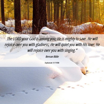 Picture 06 - Zephaniah 3:17 BSB - The LORD your God is among you; He is mighty to - Bible Verse Picture