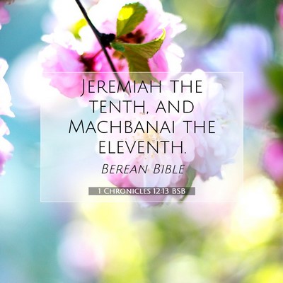 Picture 07 - 1 Chronicles 12:13 BSB - Jeremiah the tenth, and Machbanai the - Bible Verse Picture