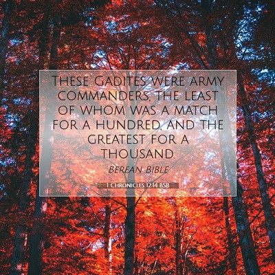 Picture 07 - 1 Chronicles 12:14 BSB - These Gadites were army commanders, the least of - Bible Verse Picture
