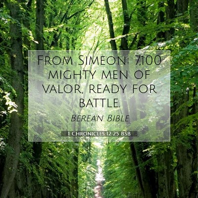 Picture 07 - 1 Chronicles 12:25 BSB - From Simeon: 7,100 mighty men of valor, ready for - Bible Verse Picture