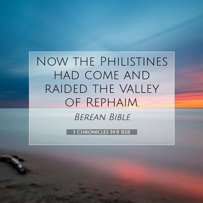 Picture 07 - 1 Chronicles 14:9 BSB - Now the Philistines had come and raided the - Bible Verse Picture