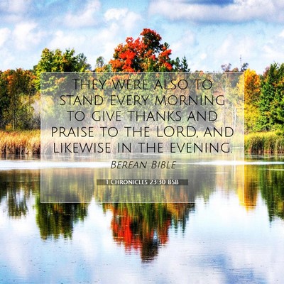 Picture 07 - 1 Chronicles 23:30 BSB - They were also to stand every morning to give - Bible Verse Picture