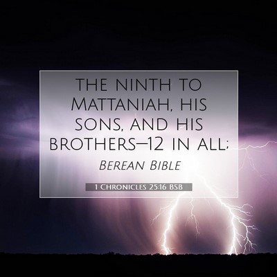 Picture 07 - 1 Chronicles 25:16 BSB - the ninth to Mattaniah, his sons, and his - Bible Verse Picture