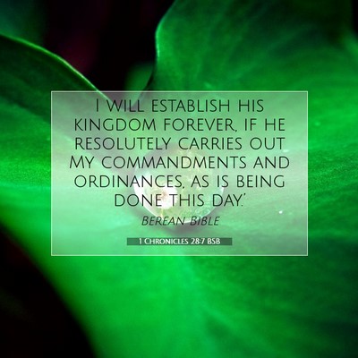 Picture 07 - 1 Chronicles 28:7 BSB - I will establish his kingdom forever, if he - Bible Verse Picture