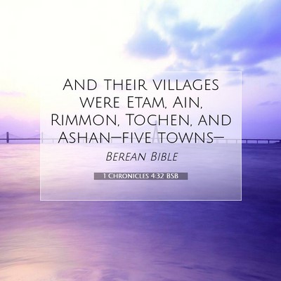 Picture 07 - 1 Chronicles 4:32 BSB - And their villages were Etam, Ain, Rimmon, - Bible Verse Picture