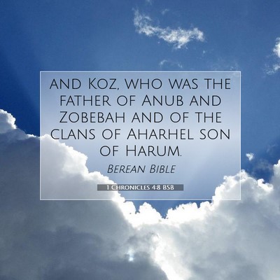 Picture 07 - 1 Chronicles 4:8 BSB - and Koz, who was the father of Anub and Zobebah - Bible Verse Picture