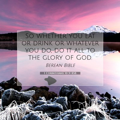 Picture 07 - 1 Corinthians 10:31 BSB - So whether you eat or drink or whatever you do, - Bible Verse Picture
