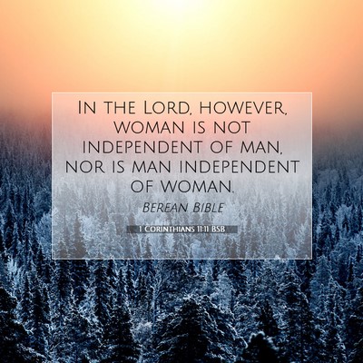 Picture 07 - 1 Corinthians 11:11 BSB - In the Lord, however, woman is not independent of - Bible Verse Picture