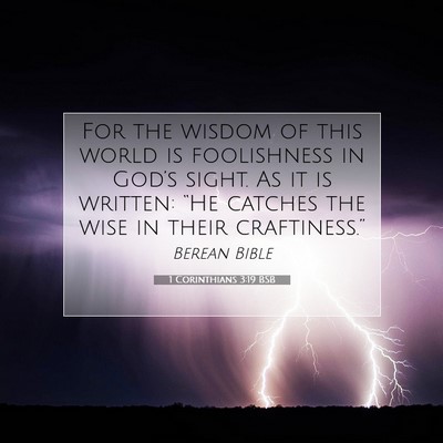 Picture 07 - 1 Corinthians 3:19 BSB - For the wisdom of this world is foolishness in - Bible Verse Picture