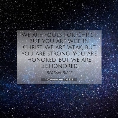 Picture 07 - 1 Corinthians 4:10 BSB - We are fools for Christ, but you are wise in - Bible Verse Picture