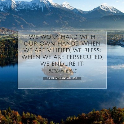Picture 07 - 1 Corinthians 4:12 BSB - We work hard with our own hands. When we are - Bible Verse Picture