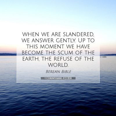 Picture 07 - 1 Corinthians 4:13 BSB - when we are slandered, we answer gently. Up to - Bible Verse Picture