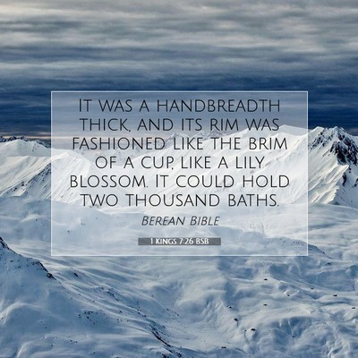 Picture 07 - 1 Kings 7:26 BSB - It was a handbreadth thick, and its rim was - Bible Verse Picture