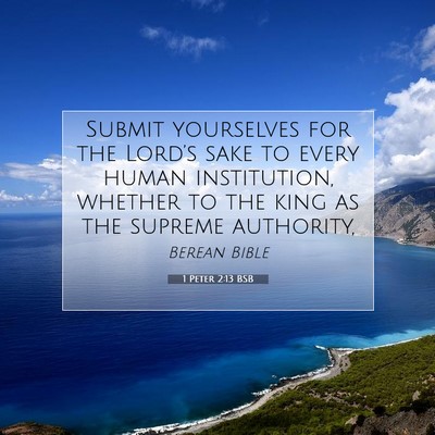 Picture 07 - 1 Peter 2:13 BSB - Submit yourselves for the Lord’s sake to every - Bible Verse Picture