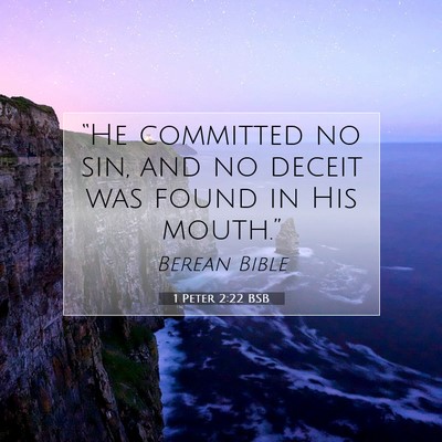 Picture 07 - 1 Peter 2:22 BSB - “He committed no sin, and no deceit was found - Bible Verse Picture