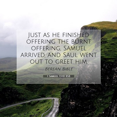 Picture 07 - 1 Samuel 13:10 BSB - Just as he finished offering the burnt offering, - Bible Verse Picture