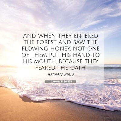 Picture 07 - 1 Samuel 14:26 BSB - And when they entered the forest and saw the - Bible Verse Picture