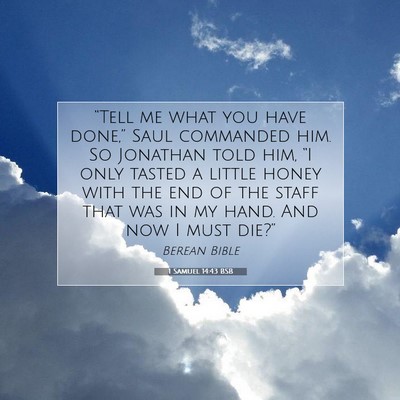 Picture 07 - 1 Samuel 14:43 BSB - “Tell me what you have done,” Saul commanded - Bible Verse Picture