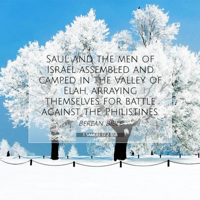 Picture 07 - 1 Samuel 17:2 BSB - Saul and the men of Israel assembled and camped - Bible Verse Picture