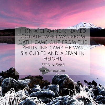 Picture 07 - 1 Samuel 17:4 BSB - Then a champion named Goliath, who was from Gath, - Bible Verse Picture