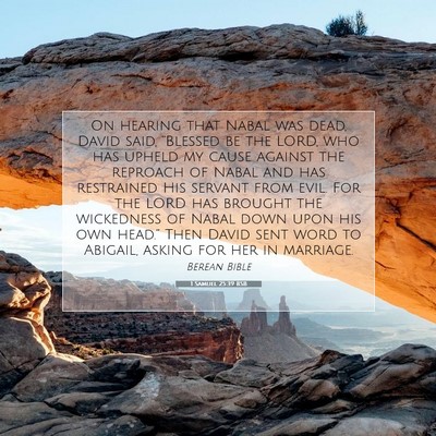 Picture 07 - 1 Samuel 25:39 BSB - On hearing that Nabal was dead, David said, - Bible Verse Picture