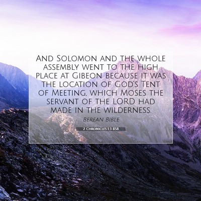 Picture 07 - 2 Chronicles 1:3 BSB - And Solomon and the whole assembly went to the - Bible Verse Picture