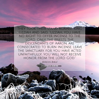 Picture 07 - 2 Chronicles 26:18 BSB - They took their stand against King Uzziah and - Bible Verse Picture