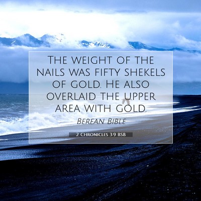 Picture 07 - 2 Chronicles 3:9 BSB - The weight of the nails was fifty shekels of - Bible Verse Picture