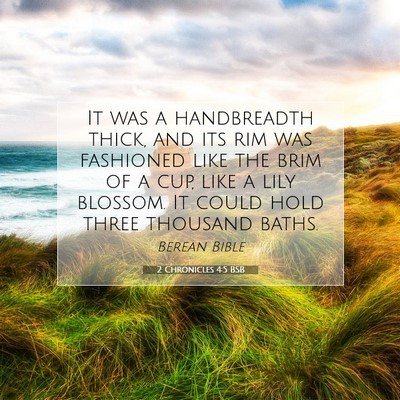 Picture 07 - 2 Chronicles 4:5 BSB - It was a handbreadth thick, and its rim was - Bible Verse Picture
