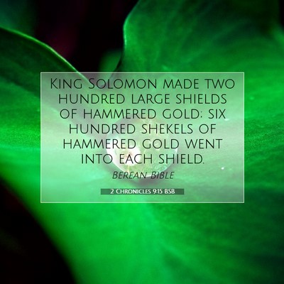 Picture 07 - 2 Chronicles 9:15 BSB - King Solomon made two hundred large shields of - Bible Verse Picture