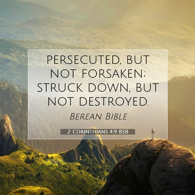 Picture 07 - 2 Corinthians 4:9 BSB - persecuted, but not forsaken; struck down, but - Bible Verse Picture