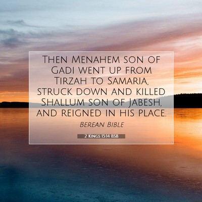 Picture 07 - 2 Kings 15:14 BSB - Then Menahem son of Gadi went up from Tirzah to - Bible Verse Picture