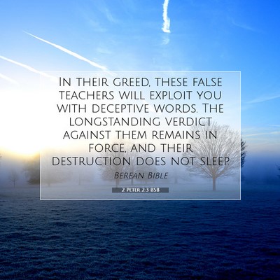 Picture 07 - 2 Peter 2:3 BSB - In their greed, these false teachers will exploit - Bible Verse Picture