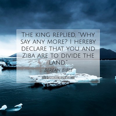 Picture 07 - 2 Samuel 19:29 BSB - The king replied, “Why say any more? I hereby - Bible Verse Picture