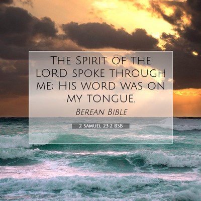 Picture 07 - 2 Samuel 23:2 BSB - The Spirit of the LORD spoke through me; His word - Bible Verse Picture