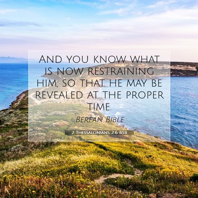 Picture 07 - 2 Thessalonians 2:6 BSB - And you know what is now restraining him, so that - Bible Verse Picture