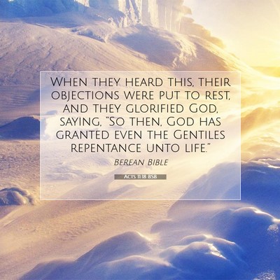 Picture 07 - Acts 11:18 BSB - When they heard this, their objections were put - Bible Verse Picture