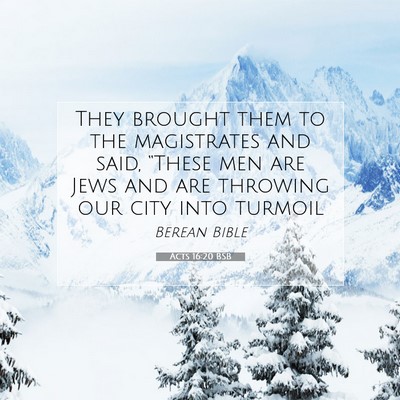 Picture 07 - Acts 16:20 BSB - They brought them to the magistrates and said, - Bible Verse Picture