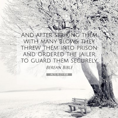 Picture 07 - Acts 16:23 BSB - And after striking them with many blows, they - Bible Verse Picture